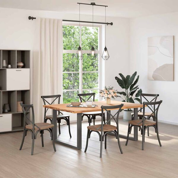 vidaXL Pieds de table &agrave; manger en U 2 pi&egrave;ces Anthracite 100 x (72-73) cm Acier