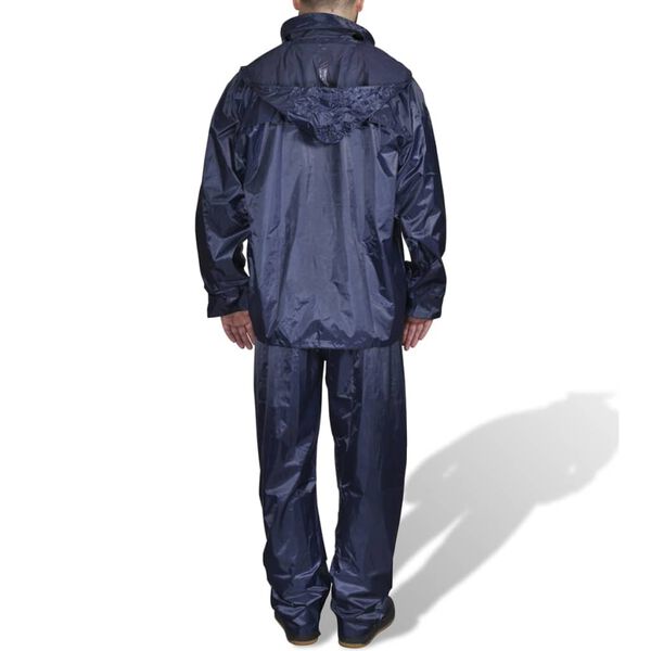 Combinaison de pluie avec capuche 2 pi&egrave;ces Bleu marine XXL