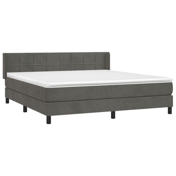 vidaXL Sommier &agrave; lattes de lit et matelas Gris fonc&eacute; 160x200cm Velours