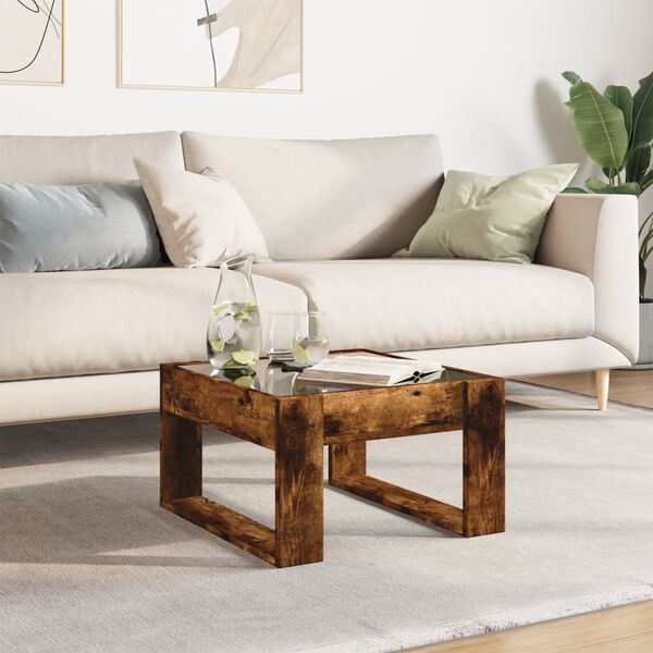 vidaXL Table basse avec LED infini ch&ecirc;ne fum&eacute; 50x53x30 cm