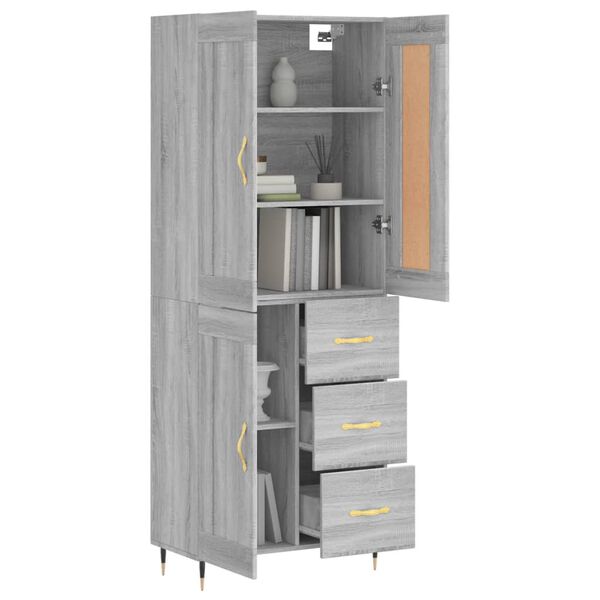 vidaXL Buffet haut Sonoma gris 69,5x34x180 cm Bois d'ing&eacute;nierie