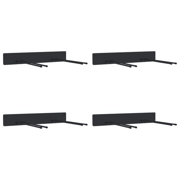 vidaXL Supports muraux pour outils de jardin 4 pcs noir acier