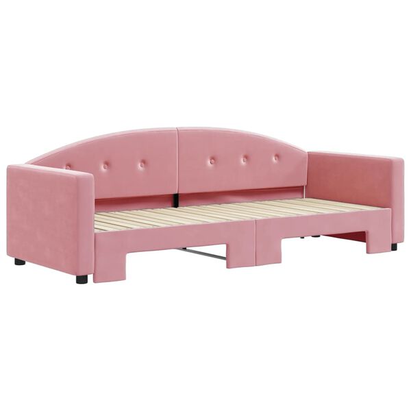 vidaXL Lit de jour avec gigogne sans matelas rose 80x200 cm