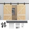 vidaXL Porte coulissante 2 pcs Naturel et noir Bois de pin massif