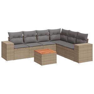 vidaXL Salon de jardin avec coussins 7 pcs beige r&eacute;sine tress&eacute;e