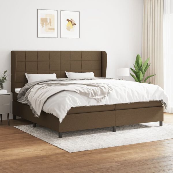 vidaXL Sommier &agrave; lattes de lit avec matelas Marron fonc&eacute; 200x200 cm