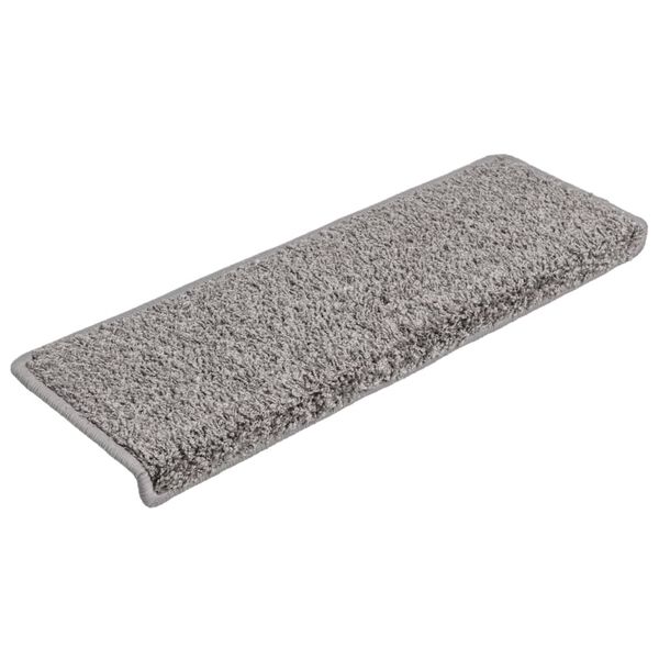 vidaXL Tapis d'escalier 15 pièces 65 x 21 x 4 cm Gris Bord rectangulaire