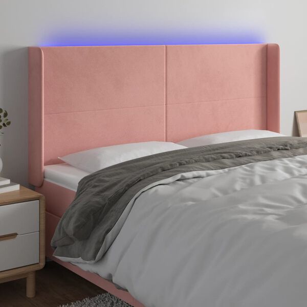 vidaXL T&ecirc;te de lit &agrave; LED Rose 183x16x118/128 cm Velours