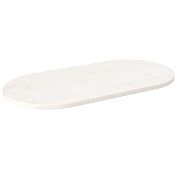 vidaXL Dessus de table blanc 100x50x2,5 cm bois de pin massif ovale
