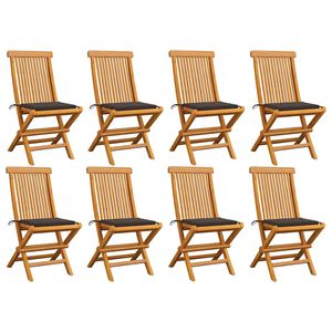 vidaXL Chaises pliantes avec coussins taupe, 8 pi&egrave;ces, en bois de teck massif