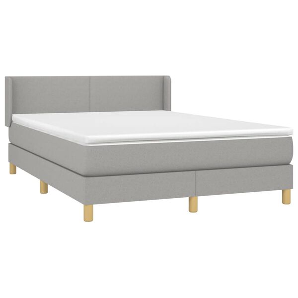 vidaXL Sommier &agrave; lattes de lit avec matelas Gris clair 140x200cm Tissu