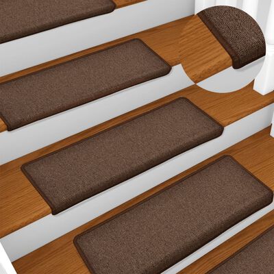 vidaXL Tapis d'escalier 15 pcs 65x21x4 cm Marron