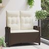 vidaXL Banc de jardin avec oreiller Marron et Cr&egrave;me 105 x 60 x 112 cm