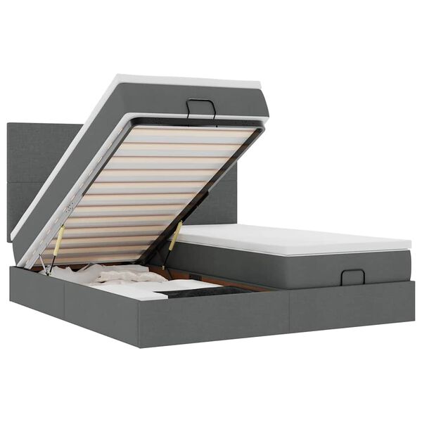 VidaXL Cadre de lit ottoman avec matelas gris fonc&eacute; 180x200cm tissu