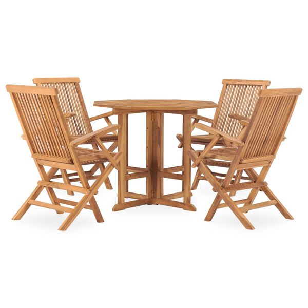 vidaXL Ensemble &agrave; manger d'ext&eacute;rieur pliable 5 pcs Bois solide de teck