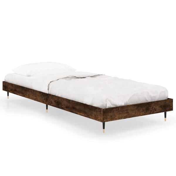 vidaXL Cadre de lit sans matelas ch&ecirc;ne fum&eacute; 75x190cm bois d'ing&eacute;nierie