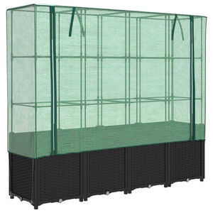 vidaXL Lit sur&eacute;lev&eacute; avec housse de serre aspect rotin 160 x 40 x 153 cm
