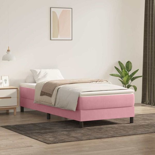 vidaXL Sommier &agrave; lattes de lit sans matelas rose 100x220 cm velours