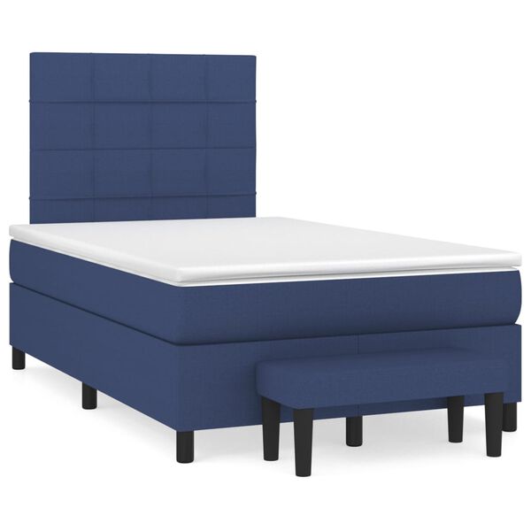 vidaXL Sommier &agrave; lattes de lit avec matelas Bleu 120x200 cm Tissu