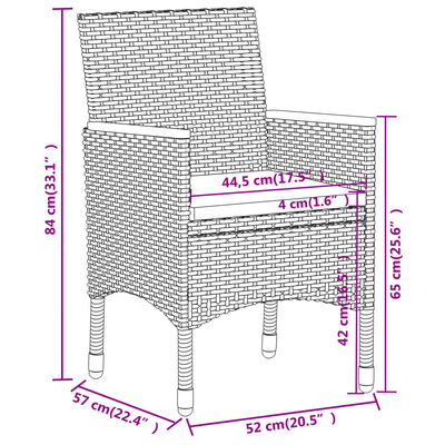 vidaXL Ensemble à manger de jardin 3 pcs Résine tressée Gris