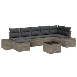 vidaXL Ensemble de canap&eacute; de jardin avec coussin 7 pcs Gris polyrotin