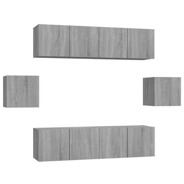 vidaXL Ensemble de meubles TV 6 pcs Sonoma gris Bois d'ing&eacute;nierie