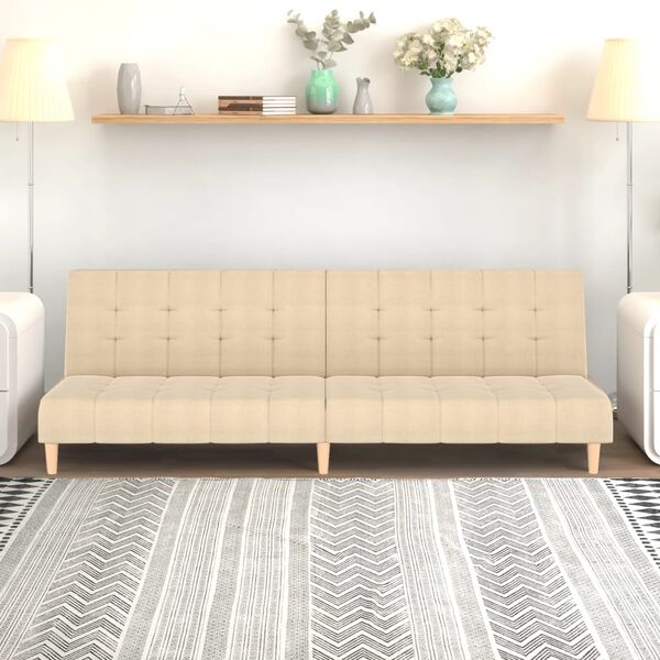 vidaXL Canap&eacute;-lit &agrave; 2 places cr&egrave;me tissu
