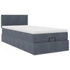 vidaXL Cadre de lit ottoman avec matelas gris fonc&eacute; 100x200 cm velours
