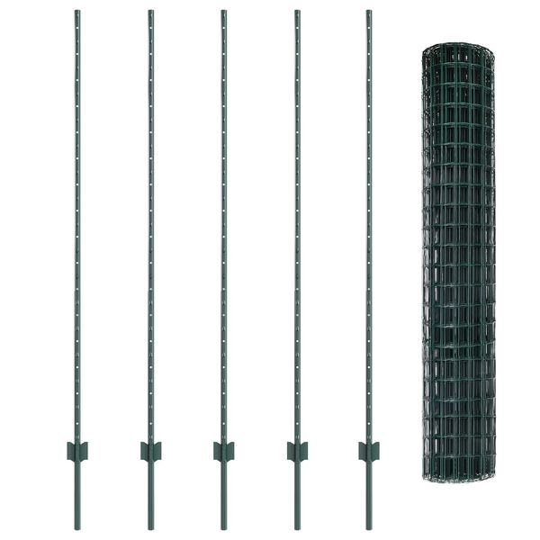 vidaXL Cl&ocirc;ture avec poteau Vert 1,6 x 10 m Acier et PVC