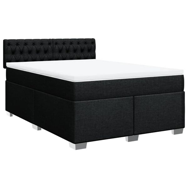 vidaXL Sommier &agrave; lattes de lit avec matelas Noir 160x200 cm Tissu