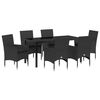 vidaXL Ensemble de salle &agrave; manger pour jardin 7 pc Noir polyrotin