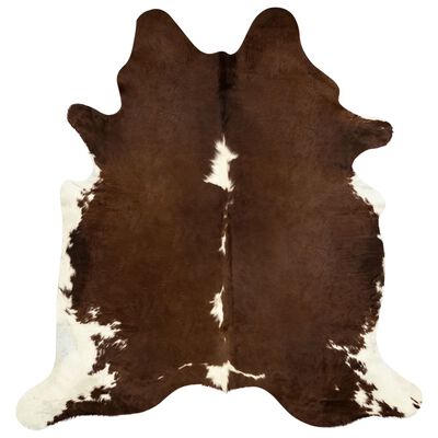 vidaXL Tapis en peau de vache véritable Marron et blanc 150 x 170 cm