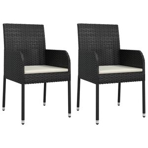 vidaXL Chaises de jardin lot de 2 avec coussins R&eacute;sine tress&eacute;e Noir