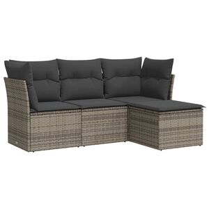 vidaXL Salon de jardin 4 pcs avec coussins gris r&eacute;sine tress&eacute;e