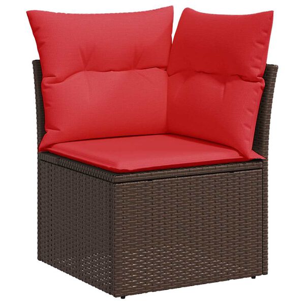 vidaXL Salon de jardin avec coussins 7 pcs marron résine tressée acacia