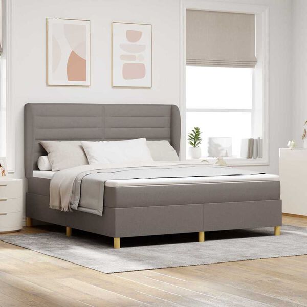 vidaXL Lit &agrave; ressorts avec matelas gris fonc&eacute; 90x190 cm Taupe tissu