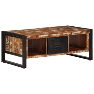 vidaXL Table basse multicolore 90x50x36 cm bois de r&eacute;cup&eacute;ration massif
