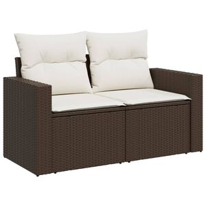 vidaXL Canap&eacute; de jardin avec coussins 2 places marron r&eacute;sine tress&eacute;e