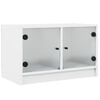 vidaXL Meuble TV avec portes en verre blanc 68x37x42 cm
