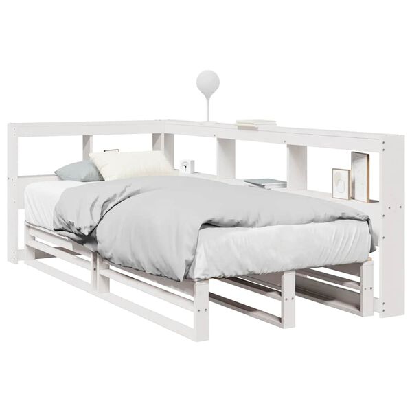 vidaXL Lit biblioth&egrave;que sans matelas blanc 90x200cm bois de pin massif