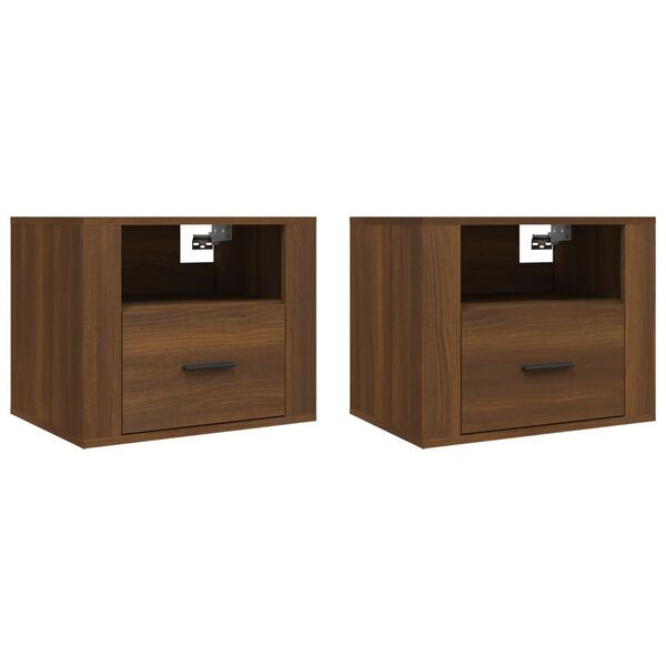 vidaXL Tables de chevet murales 2 pcs Ch&ecirc;ne marron 50x36x40 cm
