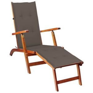 vidaXL Chaise longue d'ext&eacute;rieur repose-pied et coussin Acacia solide