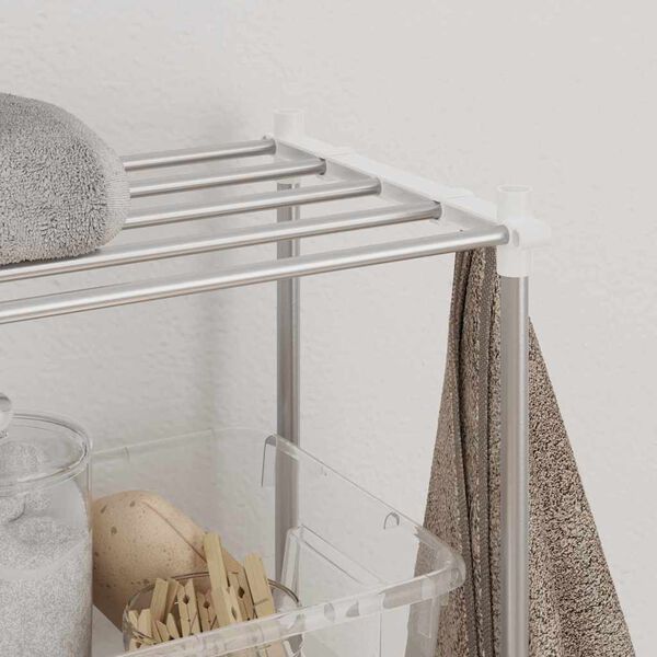 vidaXL &Eacute;tag&egrave;re pour machine &agrave; laver Blanc 70 x 27 x 136 cm Aluminium