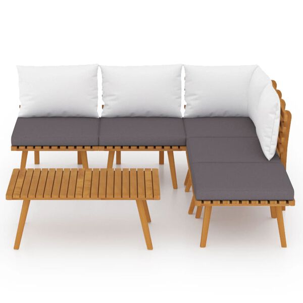 vidaXL Salon de jardin 6 pcs avec coussins Bois d'acacia solide