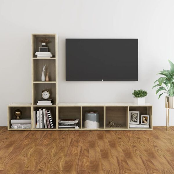 vidaXL Ensemble de meubles TV 3 pcs Ch&ecirc;ne sonoma Bois d'ing&eacute;nierie