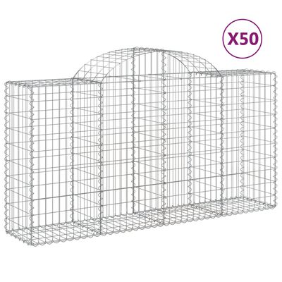 vidaXL Paniers à gabions arqués 50 pcs 200x50x100/120 cm fer galvanisé