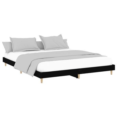 vidaXL Cadre de lit sans matelas noir 150x200 cm bois d'ingénierie