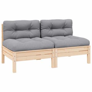 vidaXL Canap&eacute; 2 places de jardin et coussins gris Bois de pin solide
