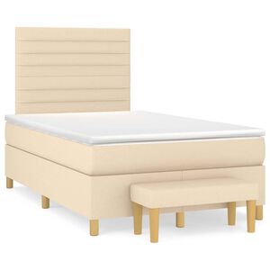 vidaXL Sommier &agrave; lattes de lit avec matelas Cr&egrave;me 120x200 cm Tissu
