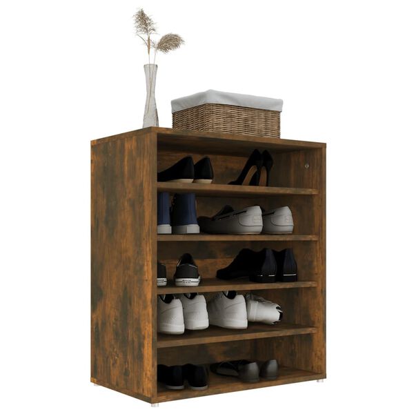 vidaXL Meuble à chaussures Chêne fumé 60x35x70 cm Bois d'ingénierie